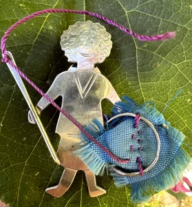 Süße Vintage NADELSPITZE MAMA Anstecknadel Sterling Handwerker zum Selbermachen Frau Southwestern signiert - Bild 1 von 8