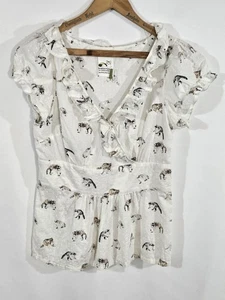 Anthropologie Rebekah Maysles Raccoon Rumpus Blouse Babydoll Top Twee Sz 4 - Picture 1 of 5