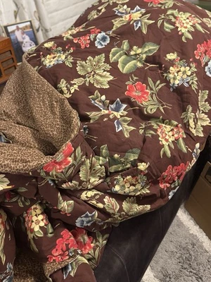 ROSE TREE Queensland Brown Floral Animal Print QUEEN COMFORTER + 2 Shams - Image 1 of 4