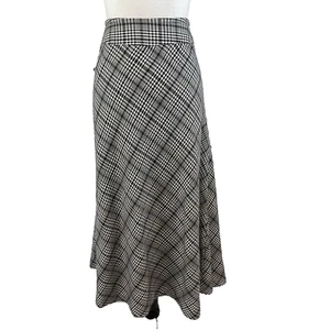 Falda East 5th talla 16 negra blanca sesgada pata de gallo a cuadros midi línea A modesta - Imagen 1 de 11