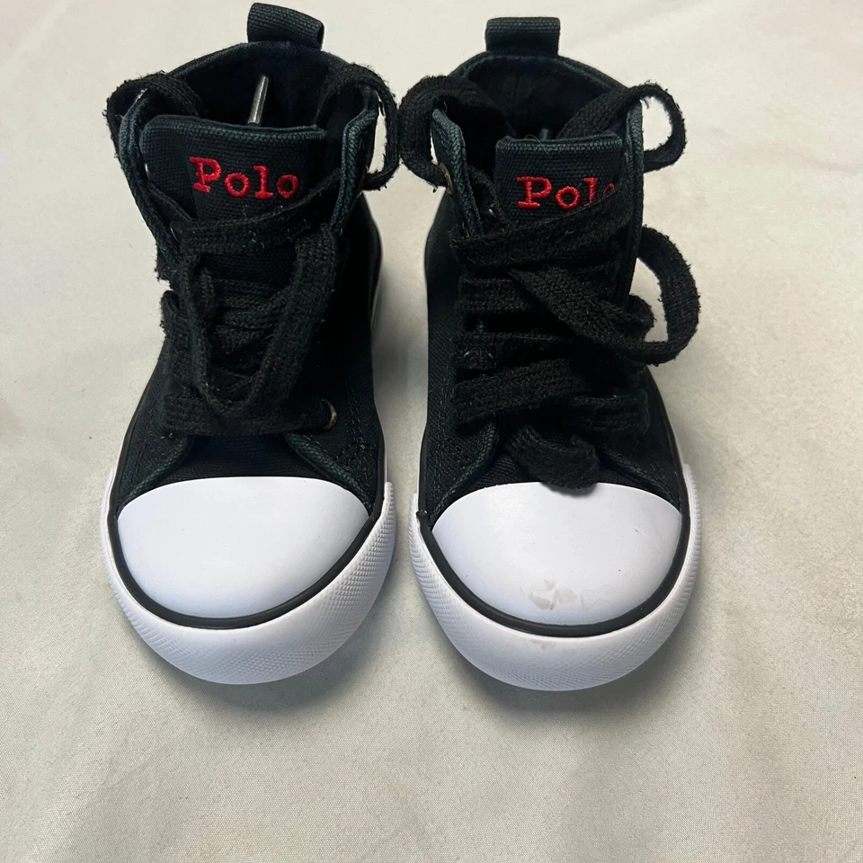 Polo Ralph Lauren Hamptyn Zapatillas Altas Lona Acento Oso Negro Talla 8 Foto 1 de 4