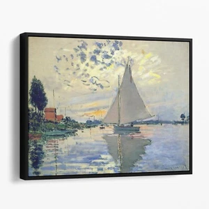 Sailboat by Claude Monet Coastal Ocean Beach Sea Canvas Print Wall Art - Picture 1 of 7