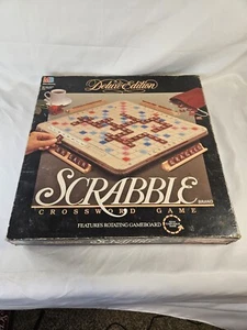 1989 Vintage Deluxe Scrabble Turntable Edition Complete 100 Tiles - Picture 1 of 10