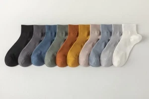 5 paia calze estive uomo cotone tinta unita righe metà polpaccio sportive elasticizzate traspiranti - Foto 1 di 24