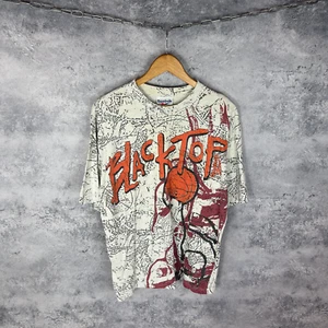 Vintage Reebok Blacktop T-Shirt S Rare 90s Streetball Graffiti Print USA - Bild 1 von 9