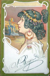 1903 Art Nouveau Postcard: Woman's Profile, Egyptian Scene - Color Litho - Picture 1 of 1