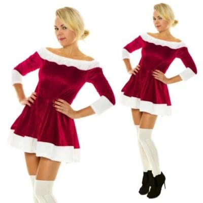 SOWEST Christmas Santa Claus Fur Costume Xmas Outfit Fancy Dress Womens Ladies