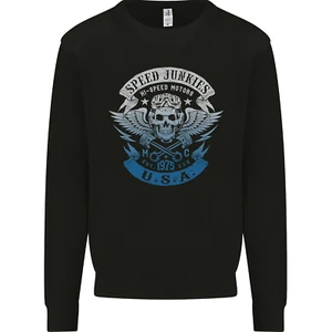 USA Speed Junkies Biker Motorcycle Kids Sweatshirt Jumper - Picture 1 of 3