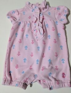 Izod Baby Girl Romper Shortall Outfit Size 3 6 9 Months Navy Blue White Nautical 