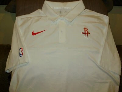 NBA Houston Rockets NIKE Dry Dri Fit White Hoops Polo Golf Shirt Men's XL-Tall - Image 1 of 4