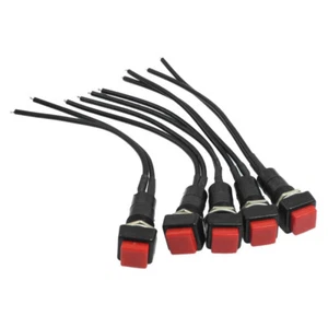5x Red Square Pre-Wired Momentary Push Button Switch Reset 1/2" AC 250V Car 12V - Picture 1 of 6