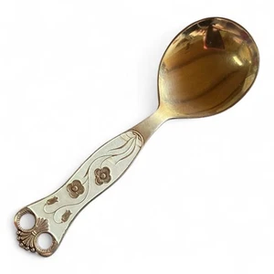 Estate Aksel Holmsen Norne Norway 5-1/8” Spoon in Sterling Silver Enamel Finish - Picture 1 of 6