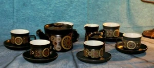Vintage Denby 70' Arabesque Stoneware Tea Set for 6 & teapot,creamer, sugar bowl - Picture 1 of 12