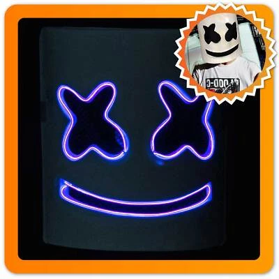 DJ Marshmallow Maske aus Latex mit LED Beleuchtung; Marshmello-w Gesichtsmaske - Bild 1 von 4