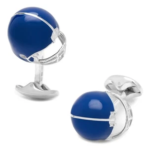 Manschettenknöpfe Sterlingsilber blau Football Helm - Bild 1 von 3