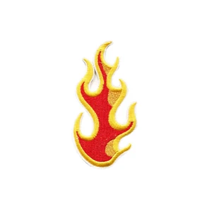 Flame Embroidered Iron On Patch Red & Yellow Fire Design DIY Apparel Decoration - Picture 1 of 2