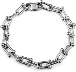 Titanium Steel Chain Bracelet Gold Silver Plated Simple Gold Collarbone Bracelet - Picture 1 of 23