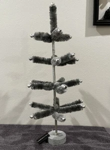 NWT Creative Co-Op Silver Bottle Brush Tinsel Tree - Picture 1 of 3
