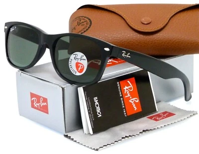 Ray-Ban Nuevo Wayfarer Negro L Polarizado Verde Clásico G-15 RB2132 901/58 58mm Foto 1 de 3