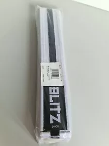 Blitz Sports White With Black Stripe Karate Belt Judo Rank Colour Belt 240cm - Picture 1 of 2