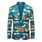 Mens Slim Fit One Button Business Leisure Dress Phoenix Pattern Suit Jacket