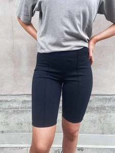Anine Bing Womens Toby Pintuck Black Shorts Size S Biker Stretch Minimalist - Picture 1 of 21
