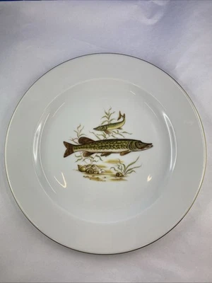 Retsch Porzellan Speiseteller Motiv Fisch Fischteller Goldrand 25cm Sehr Gut - Bild 1 von 3