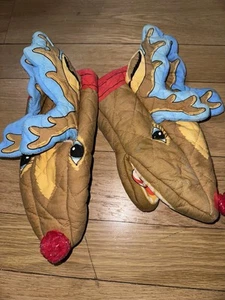 Vintage 1993 Boston Warehouse Rudolph Red Nose reindeer Oven Mitts A6-06 - Picture 1 of 5