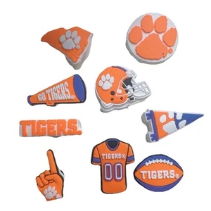 Clemson Tigers Football Croc Shoe Charms Set of 10 - Picture 1 of 1
