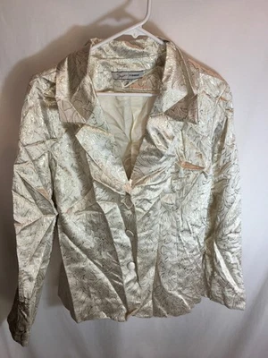 CHAQUETA BLAZER MUJER BROCADO DORADO SUAVE AVENIDA MADRE DE LA NOVIA TALLA 22/24 52" Foto 1 de 4