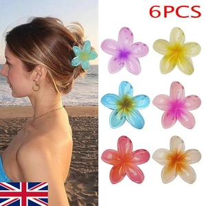 6 große bunte Blumen Haarkrallenspangen - Hawaiian Style für alle Haartypen - Bild 1 von 14