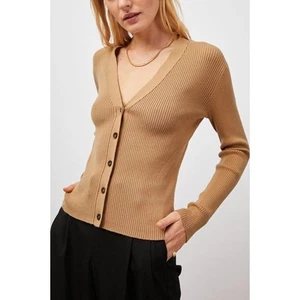 NWT Rails Beau Cardigan Size XL Camel Tan Cotton Silk Blend Button $188 - Picture 1 of 12