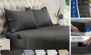  King Size Bettwäsche Set - 4 Stück Super Soft & King - Extra Deep 10 - Grau - Bild 1 von 7