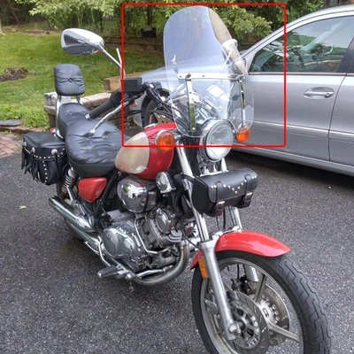 适用于雅马哈 Virago XV250 XV750 18 英寸 x 16 英寸大号透明挡风玻璃 7/8 英寸 1 英寸车把 — 第 1/4 张图片