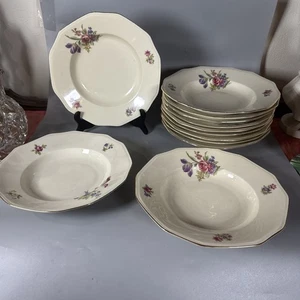 schwarzenhammer germany Swh22 Floral Rim Set 12 Large Soup Bowls 10 In - Picture 1 of 11