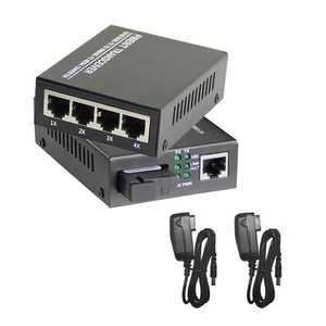 10/100M Single Mode 3KM 4 RJ45 and 1 SC fiber Port Optic Media Converter r - Afbeelding 1 van 11