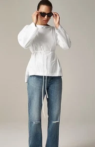 J Crew Women’s Size 3X Long Sleeve Ciel Top Cotton Poplin White CI507 $118 - Picture 1 of 6