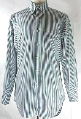 Camisa TOM JAMES Para Hombre Talla Grande Verde Rayas Manga Larga Calce Ajustado Personalizado Sastre Foto 1 de 4