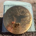 NEW Never Used Vtg Elgin American Powder Compact W Mirror & Etched Deer Gazelle