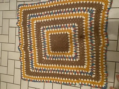 Handmade Crochet Knot Throw Blanket 38”x35” MCM Vintage - Image 1 of 3