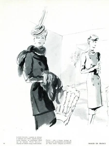 Pubblicità Lucien Lelong Jean Patou stampa moda francese Andre Delfau illustrazione 1941 - Foto 1 di 1