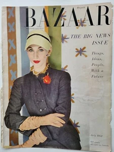 1951 Harper's Bazaar Magazin hübsche Frau grauer Anzug nur Vorderseite ISTZUSTAND - Bild 1 von 1