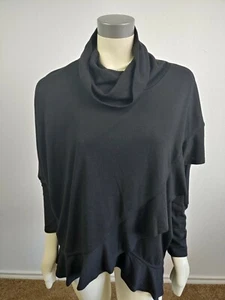 Grace Elements Cowl Neck Ruffle Full moon Black top Tunic size Medium - Picture 1 of 3