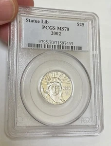 2002 $25 1/4 oz American Platinum Eagle - Graded Perfect MS-70 PCGS - Picture 1 of 2