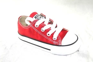 CONVERSE 7J236 RED LOW TOP CANVAS CASUAL BABY SHOE TODDLER - Picture 1 of 7
