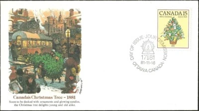 🍁Canada  #901    "Christmas Tree 1881"   Brand New  1981  Fleetwood Cover Issue - Image 1 of 2