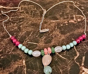New Plunder-Fashion Jewelry- Beautiful Aztec Color way Beaded Faux Gem Necklace - Picture 1 of 3