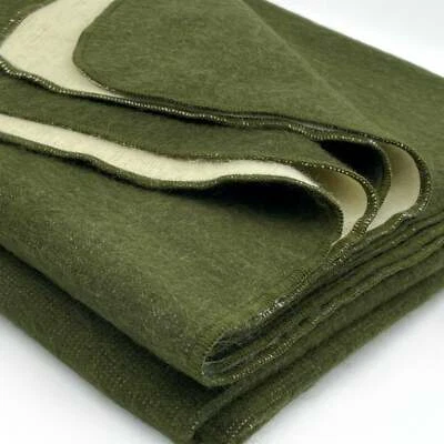 EXTRA LARGE SOFT & WARM ALPACA WOOL BLANKET 76x91" OLIVE GREEN SOLID PATTERN - Image 1 of 4