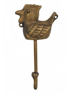 Brass Hooks Hangers Holder Mounted Coat Hat Wall Chicken Hen Home Decor - Picture 1 of 3