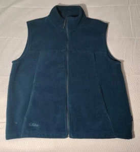 Cabela's Jacket Vest Mens Large Blue Fleece Full Zip Polartec Sleeveless - Picture 1 of 7